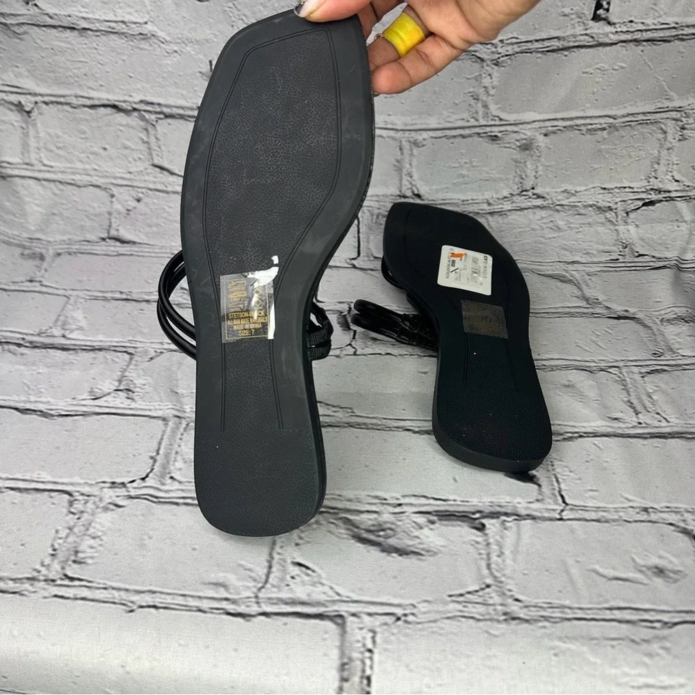 Azalea Wang Stetson Sandal Slip-on Slide Sandals Knotted Black